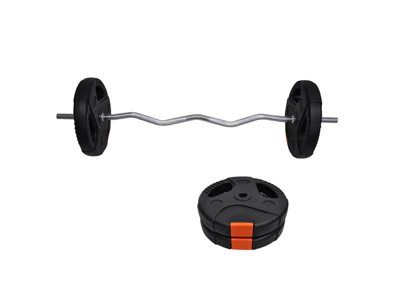 Total 20kg - 120cm Curl Barbell Bar Weight Set - Dual Grip Ez Handle PVC Coated Home Gym Barbell Plates - 7.5kg x 2