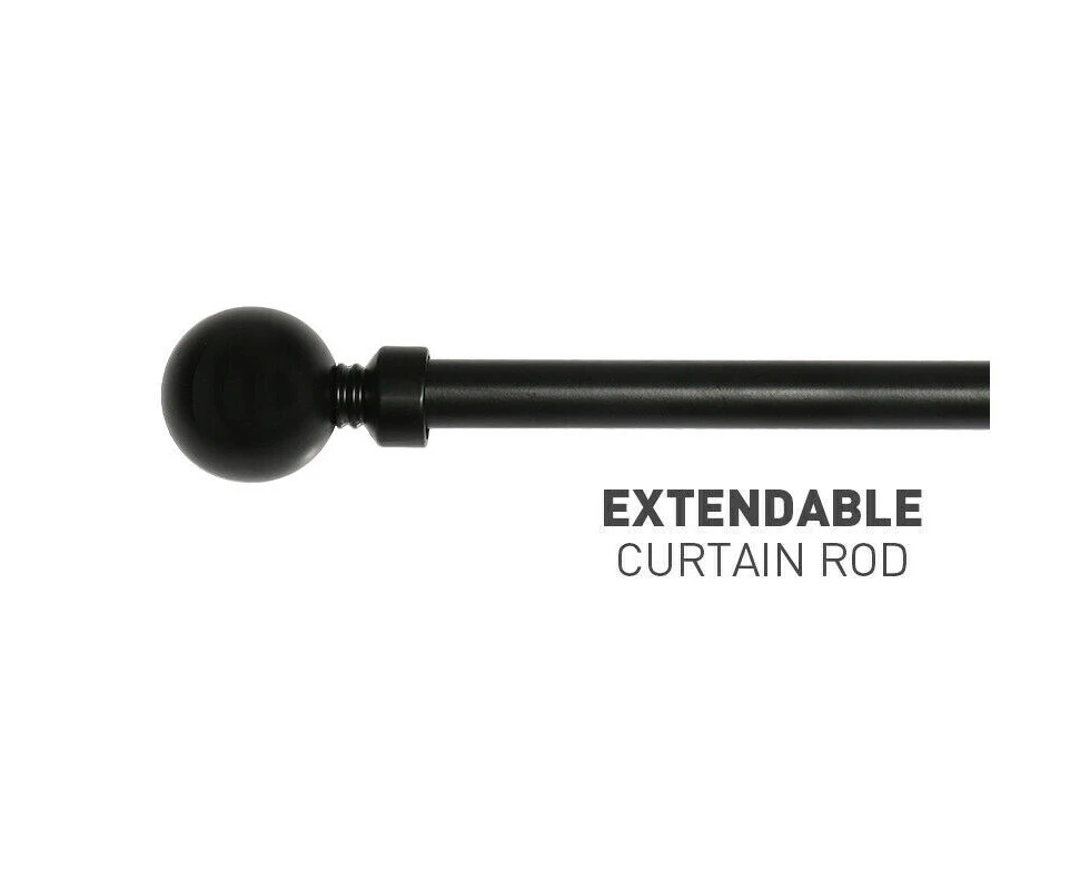 Quality Metal Extendable Curtain Rod Pole Set 22mm Manhattan Black