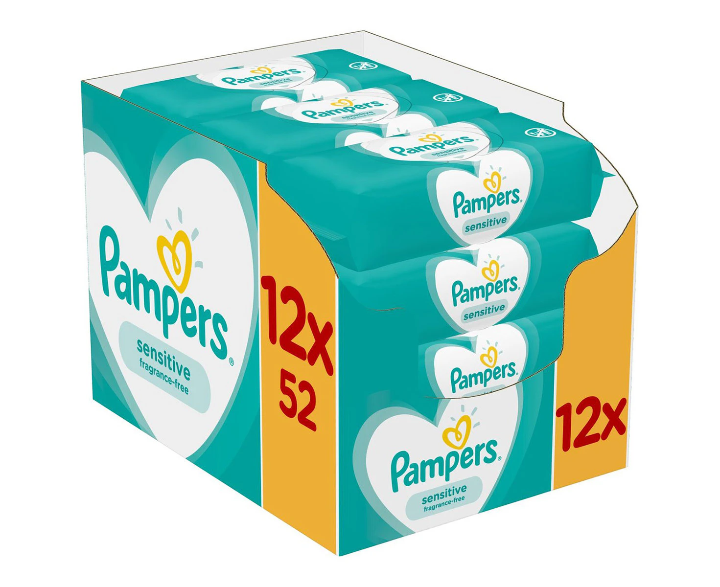 Pampers Baby Sensitive Wipes 12 x 52 Packs (624 Wipes) - Expired