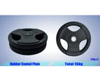 Total 27kg - 180cm Olympic Barbell + Rubber Coated Weight Plate - 7.5kg x 2