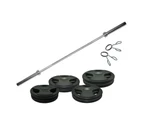 Total 117kg - 180cm Olympic Barbell + Rubber Coated Weight Plate - 7.5kg x 2 + 10kg x 2 + 15kg x 2 + 20kg x 2