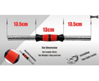 Total 24kg - Standard 40cm Dumbbell Bar x2 - Dual Grip Ez Handle PVC Coated Home Gym Barbell Plates-2.5kg x 8