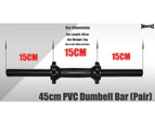 Total 32kg - Standard 45cm Dumbbell Bar x2 - Dual Grip Ez Handle PVC Coated Home Gym Barbell Plates-2.5kg x 4 + 5kg x 4