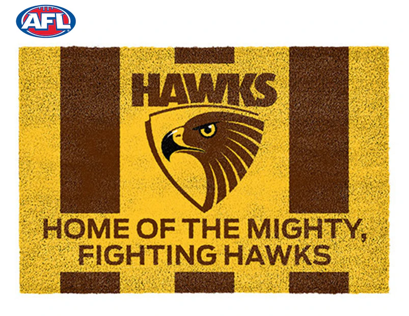 AFL Hawthorn Hawks Door Mat - Brown/Yellow