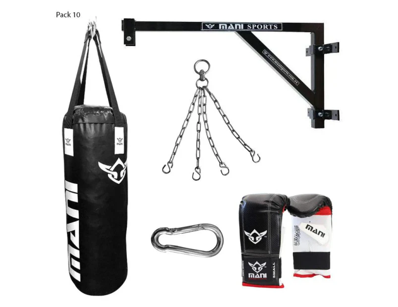 MANI SPORTS Fixed Wall Bracket + 90cm 3ft Punching Bag + Mitts + Bag Chain + Hook