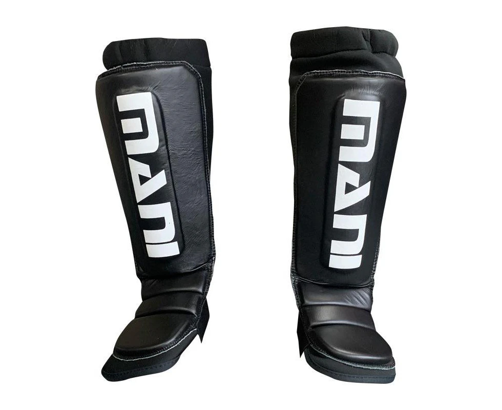 Neoprene Shin and Instep Guard Pads with Leather Front