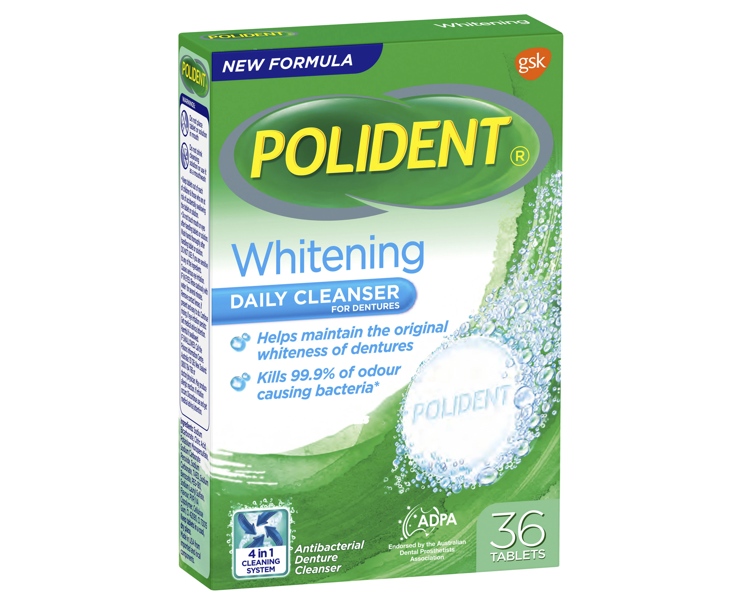 Polident Denture Cleanser Whitening Tablets 36