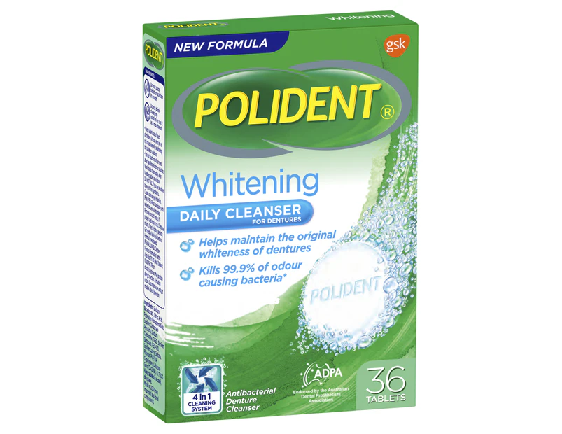 Polident Whitening Daily Cleanser For Dentures 36 Tabs