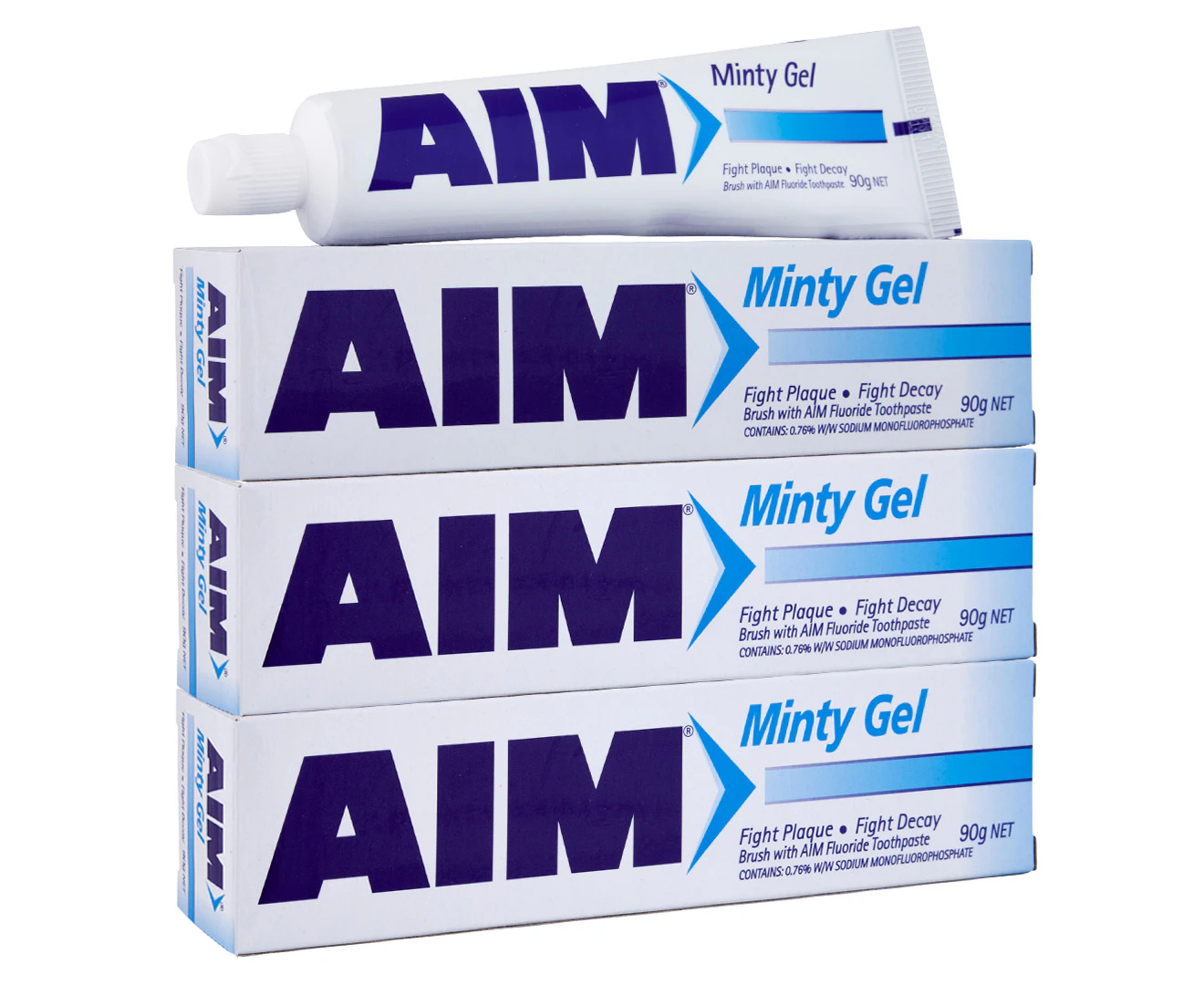 3 x AIM Gel Toothpaste Minty 90g