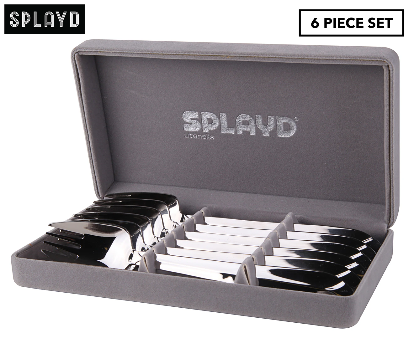 6pc Splayd Luxury All-in-One 18cm Stainless Steel Mirror Knife/Spork Set Silver