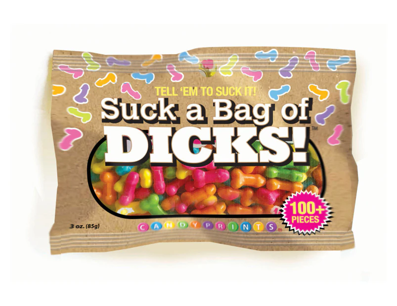 Suck A Bag of Dicks - Adult Pecker-Shaped Candy- Tell 'EM to Suck It! - 100 Pieces - 3 Ounces