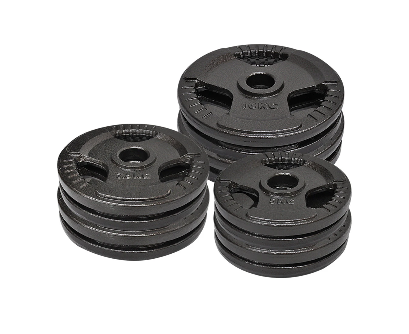 Total 90kg Olympic Cast Iron Weight Plates - 5kg x 4+ 7.5kg x 4+ 10kg x 4