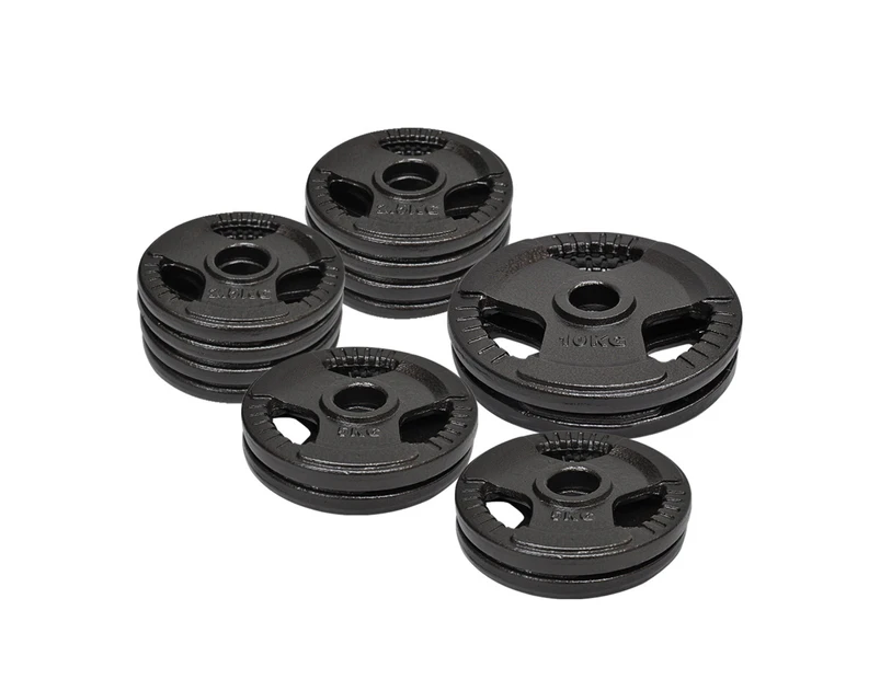 Total 60kg Olympic Cast Iron Weight Plates - 2.5kg x 8+ 5kg x 4+ 10kg x 2