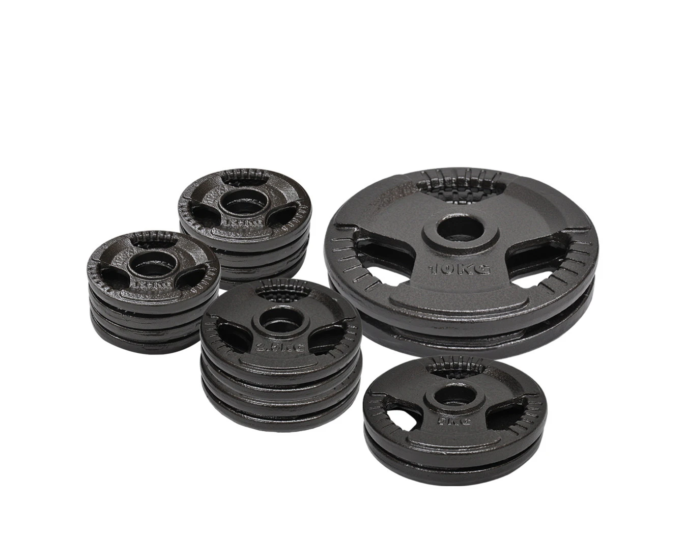 Total 50kg Olympic Cast Iron Weight Plates - 1.25kg x 8+ 2.5kg x 4+ 5kg x 2+ 10kg x 2