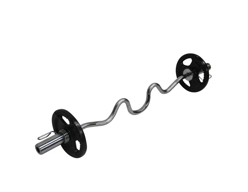 17kg Olympic Barbell Weights - 120cm Super Curl Bar + 10kg Weight Plates - 5kg x 2