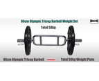Total 58kg - Olympic Barbell Weights - Tricep Bar + Iron Ez Grip Weight Plate - 25kg x 2