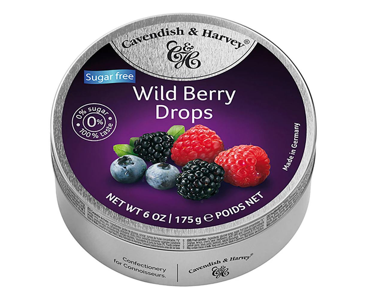 Cavendish & Harvey Tin Sweets 175g Sugar Free Wild Berry