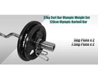 31kg Olympic Barbell Bar Weights - 120cm Curl Bar + 25kg Olympic Weight Plate - 5kg x 2+ 7.5kg x 2