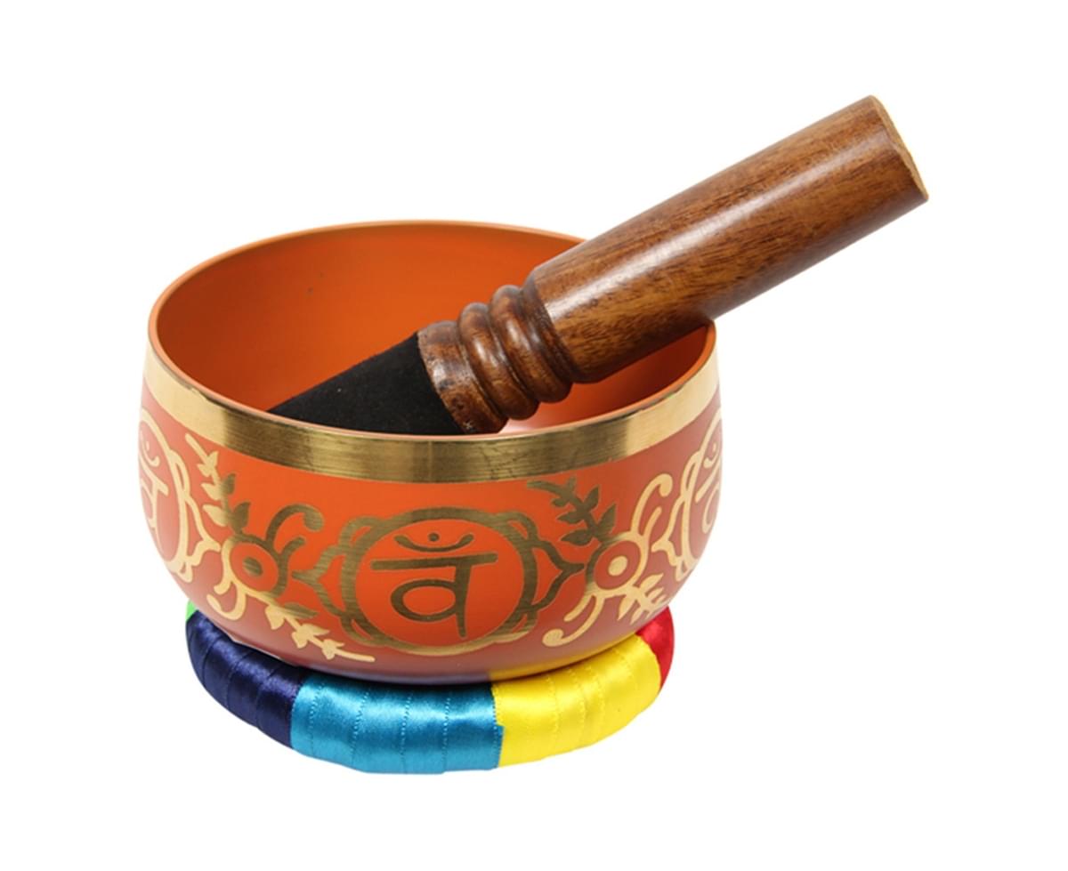 1pce 13cm Diameter Tibetan Singing Bowl in Bright Colours Brass Meditation 