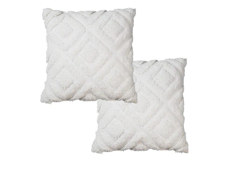 Pair of Kamal Cotton Chenille European Pillowcases - Off White