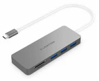 LENTION USB C Hub with 3 USB 3.0 and SD/Micro SD Card Reader for Macbook PC etc