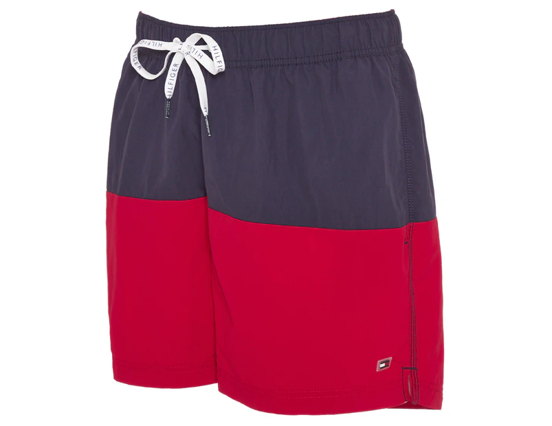 Tommy Hilfiger Swimwear Men's Short Leg Colour Block Drawstring Boardshorts - Navy Blazer/Tango Red
