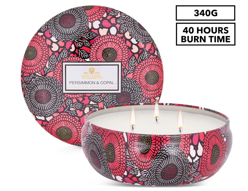 Voluspa Persimmon & Copal 3-Wick Tin Candle 340g