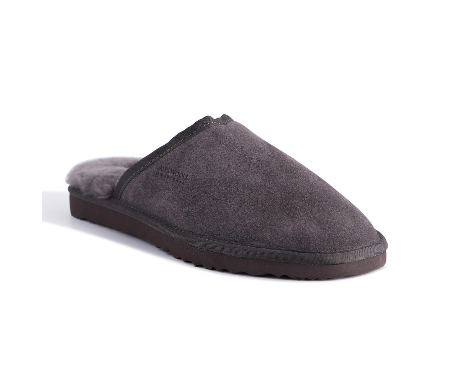 Aus Wooli Ugg Manly Unisex Sheepskin Wool Slippers - Grey