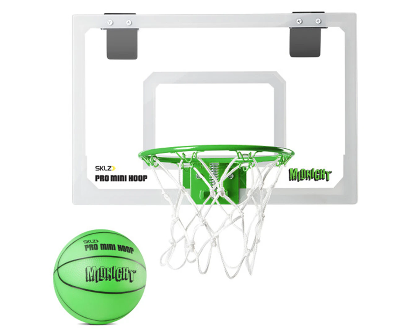 SKLZ Pro Mini 45.72cm Basketball Hoop Backboard w/Ball Midnight Glow In The Dark