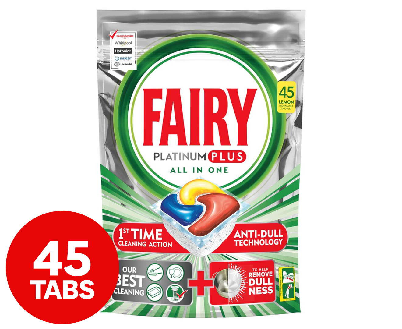 Fairy Platinum Plus Dishwashing Capsules Lemon 60pk