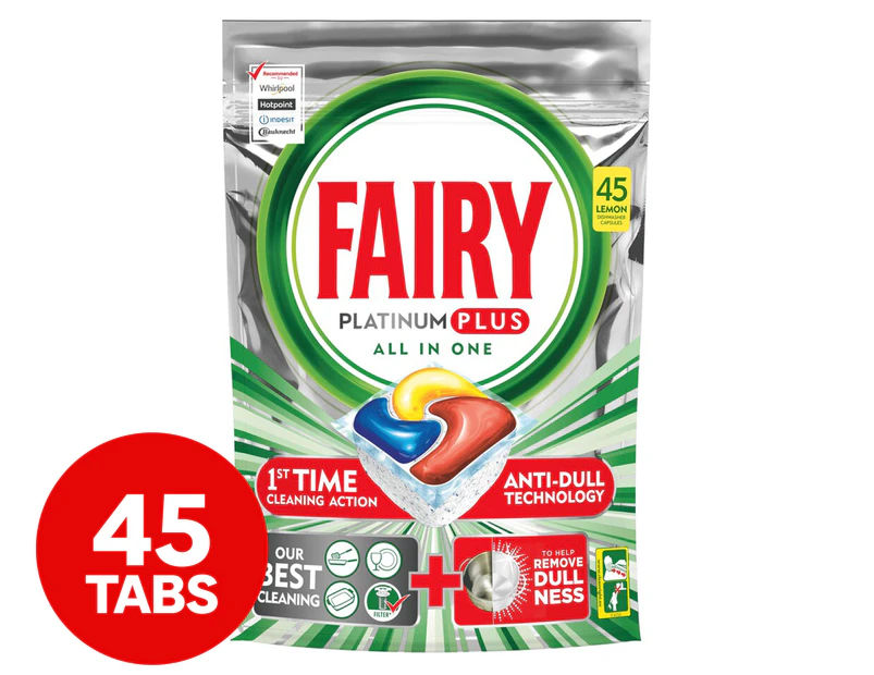 45pk Fairy Platinum Plus Dishwashing Tablets Lemon