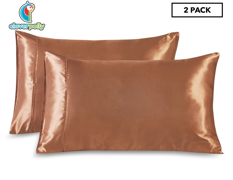 CleverPolly Satin Pillowcase Twin Pack - Rust