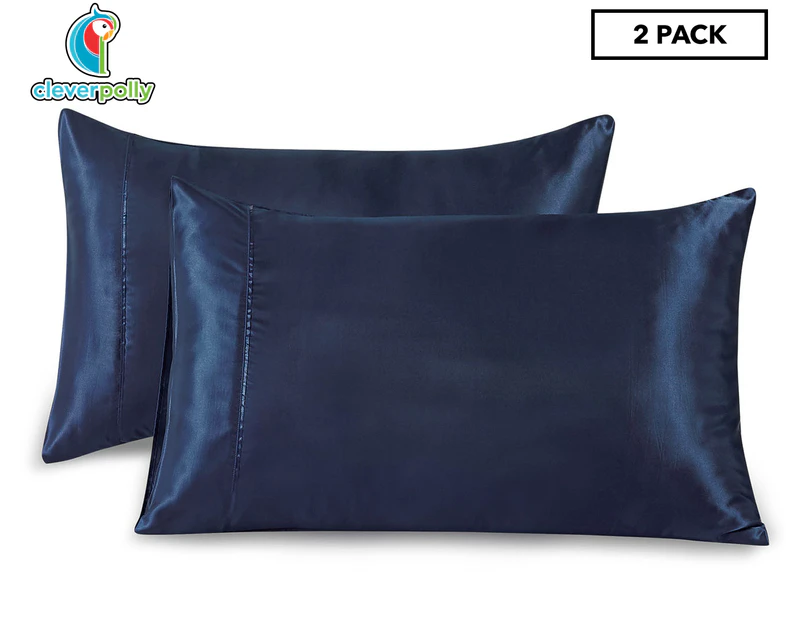 CleverPolly Satin Pillowcase Twin Pack - Navy