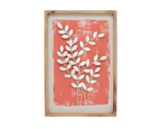 40x60cm Contemporary Coral & White Full Leaf Framed Wall Art Hanging Home Decor