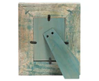 Willow & Silk 4x6" Mango Wood Metal Quatrefoil Frame - Natural/Distressed Blue