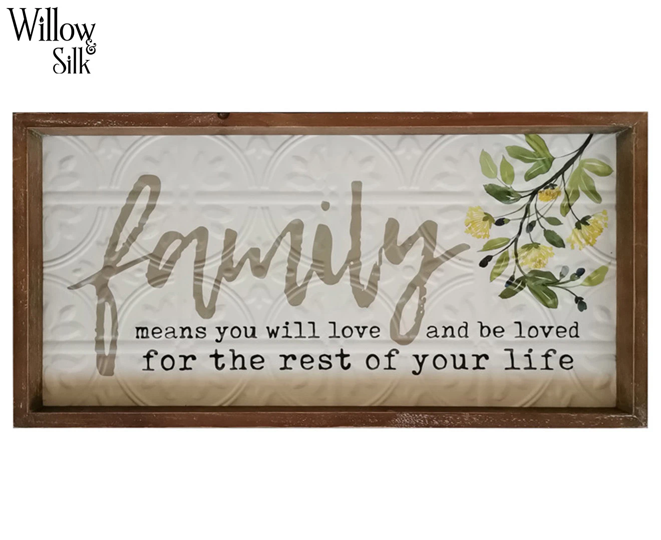 Willow & Silk 60cm Family Means Love Decorative Wall Hanging - Natural/White/Multi