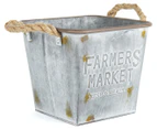 Willow & Silk 24x21cm Farmers Market Square Bucket Planter - Galvinised Rust