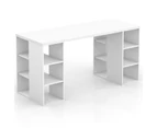Bloc Office Desk Home Computer Laptop Writing Study Student Everyday Desk with 6 Storage Shelves - White