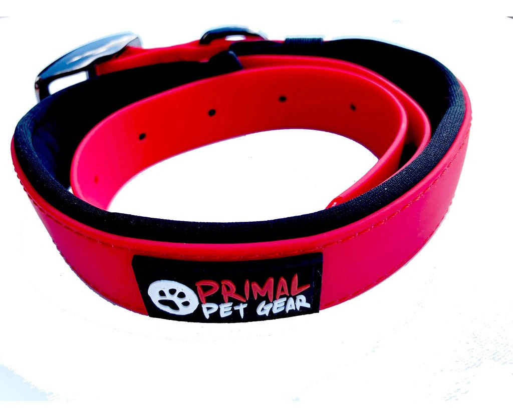 Primal Pet Gear Dog Collar - Tough Water, Dirt, Mould, Smell Resistant Collar - Red