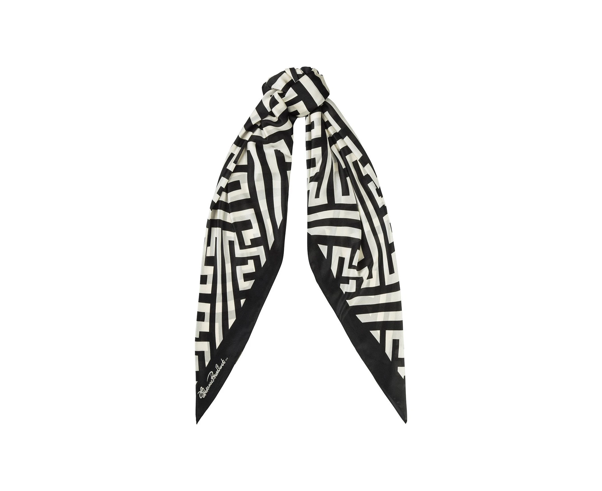 Florence Broadhurst Accessories Chinese Key Women's Black And White Silk Scarf