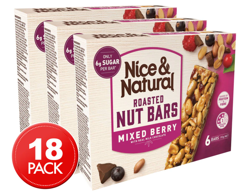 3 x Nice & Natural Roasted Nut Bar Mixed Berry 192g