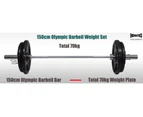 79kg Total - 150cm Olympic Barbell Bar - 15kgx2 + 20kgx2 Weight Plates FREE Spring Collar