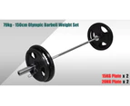 79kg Total - 150cm Olympic Barbell Bar - 15kgx2 + 20kgx2 Weight Plates FREE Spring Collar