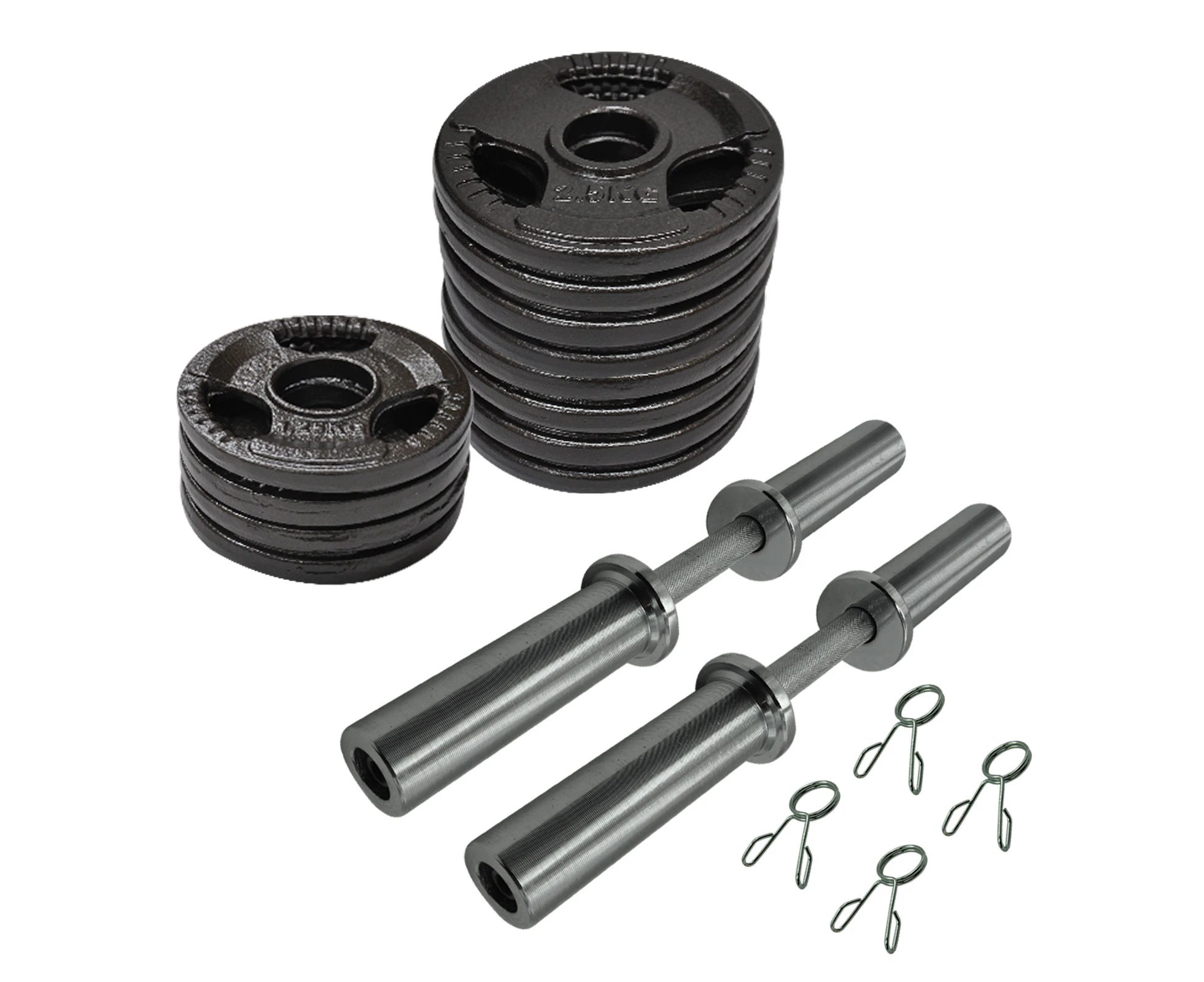 33kg - 50cm Olympic Dumbell Bar Weight Set - Cast Iron Triple Handle Grip Plate