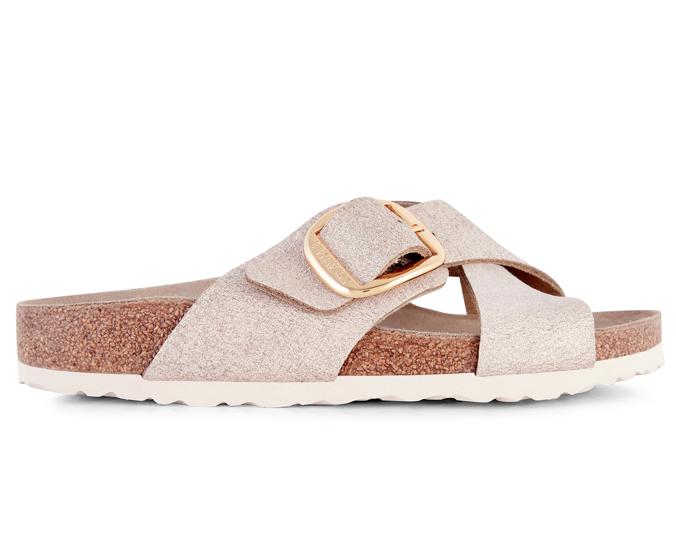 Siena big buckle online slide sandal rose gold