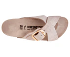 Birkenstock Women's Siena Big Buckle Suede Narrow Fit Sandals - Washed Metallic Rose Gold