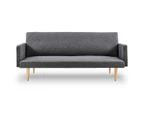 Sarantino 3 Seater Modular Linen Fabric Sofa Bed Couch Dark Grey