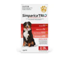 Simparica Trio Flea, Tick & Heartworm Chew for Extra Large Dogs 40.1-60kg - 3-Pack