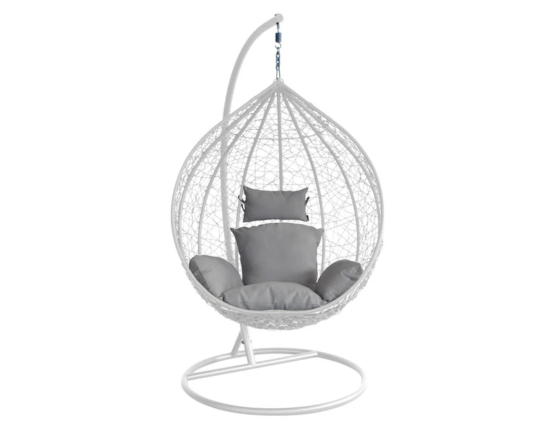 Barbados Hanging Egg Chair - White with Space Grey Cushion