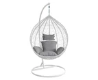 Tantes Hanging Egg Chair - White with Space Grey Cushion